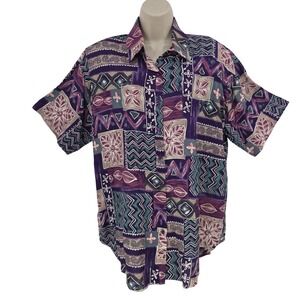 VTG Deadstock 80s 90s‎ Resort Top Jeri Marque Women L Purple USA Coastal Grandma